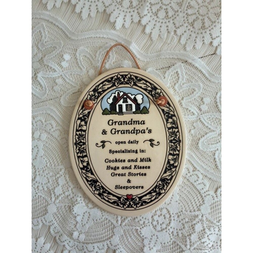 Vintage Trinity Pottery Wall Plaque, Grandma And Grandpa Cottagecore Grannycore